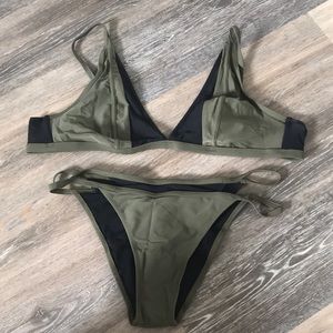 GREEN/BLACK MESH BIKINI